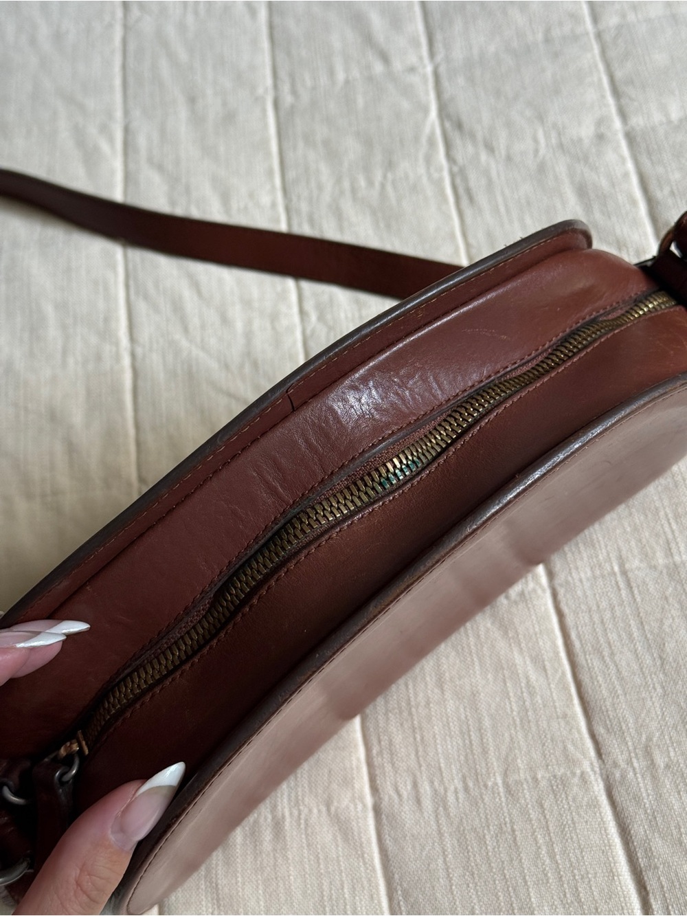 A.P.C. Demi-Lune Brown Leather Crossbody Bag - Picture 8 of 9